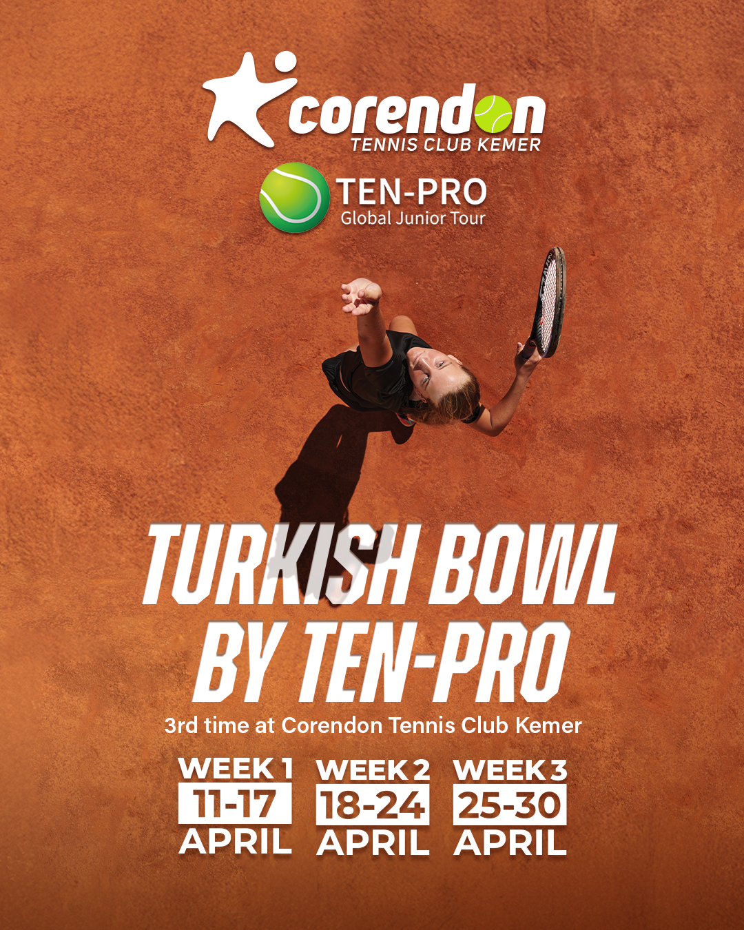 Corendon Tennis Club Kemer, Uluslararası TEN PRO – Turkish Bowl Tenis Turnuvası ile 2026’da Yeniden Dünya Yıldızlarına Kapılarını Açıyor!